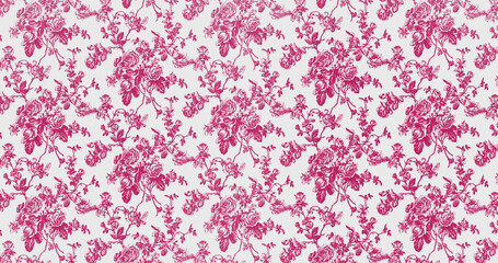 Fototapeta premium Pink Floral Seamless Pattern PNG Isolated on Transparent Background