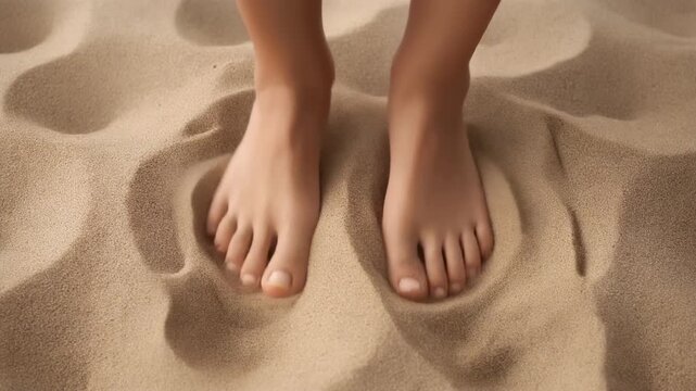 Bare Feet Stomping On Sand Shapes With Soft Squish for Pedicure Spa ASMR Relaxation Loop