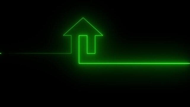 Glowing neon green color home icon animation black background.4k animation motion graphics video