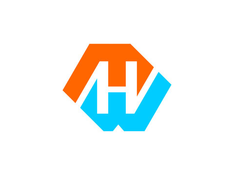 H letter logo geometric orange teal monogram 