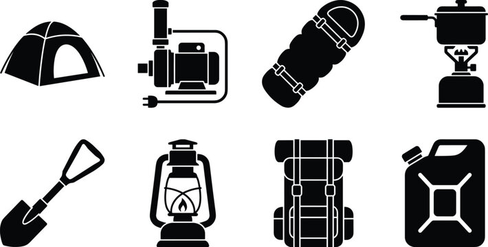 Audio podcasting and radio broadcasting vector icons set featuring studio microphone headphones and megaphone silhouettes