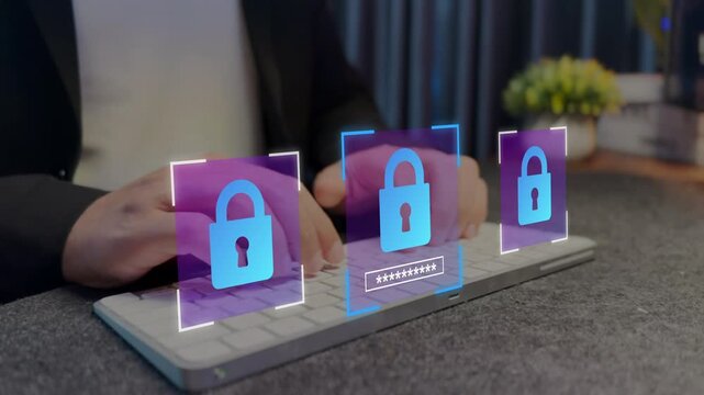 Password protection concept secure padlock, featuring digital security, authentication systems and online data safety.