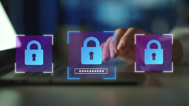 Password protection concept secure padlock, featuring digital security, authentication systems and online data safety.