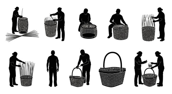 People interacting with cane storage hampers in a warehouse setting daily.