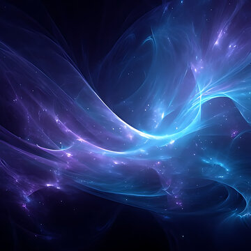 Fractal waves in blue and purple tones abstract vector illustration
