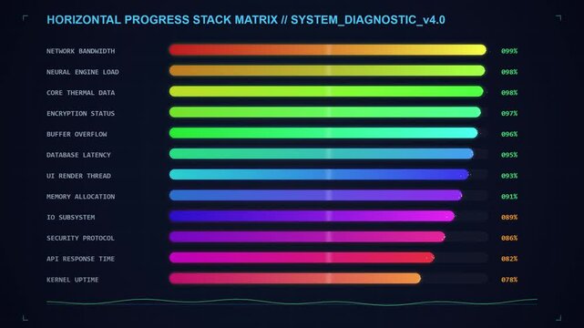 Colorful Progress Bars UI Animation, Data Visualization, System Diagnostic