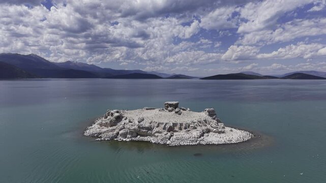 Cinematic Drone Video of Kubadabad Kiz Kalesi Island and Seljuk Ruins on Beysehir Lake in Turkey