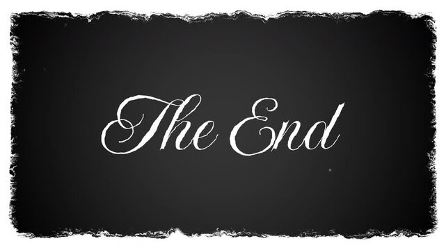 The End Vintage black and white cinematic end credits suitable for movie screens, film studios, retro aesthetic design projects, artistic presentations.