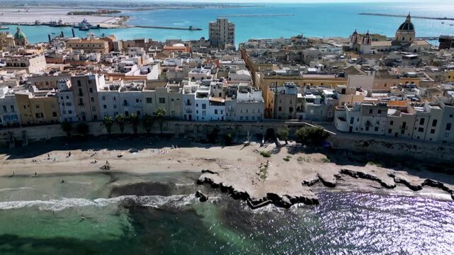 Aerial views of the historic center of Trapani, west coast of Sicily.