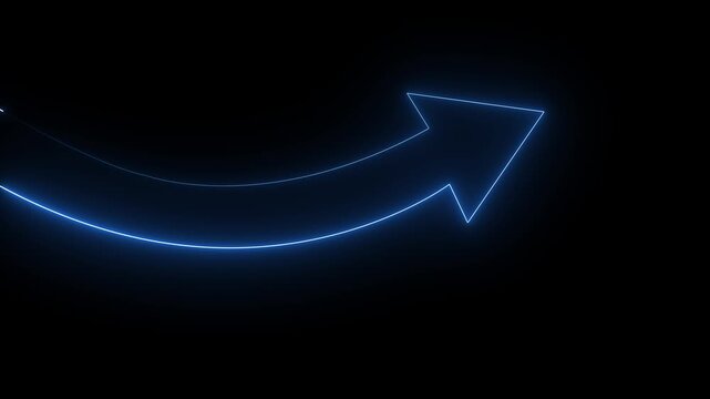 Glowing neon Business operational changes. Successful business turnaround and performance recovery. Businessperson tapping a rising arrow.4k video animation.