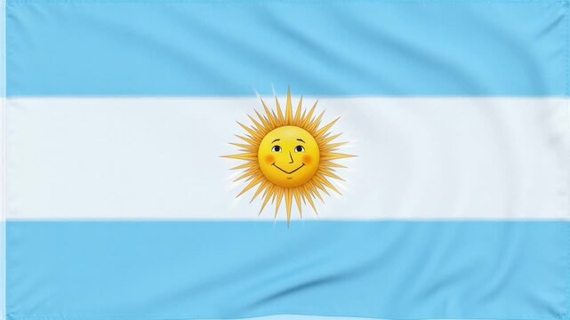 Argentine flag with smiling sun emblem