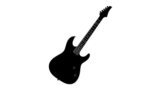 Electric Guitar Silhouette: A stark, black silhouette of an electric guitar, angled diagonally against a clean background, showcasing its sleek design and musical potential.