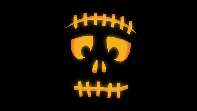 Spooky Glowing Halloween Monster Face with Scary Dark Horror Frankenstein Zombie Expression