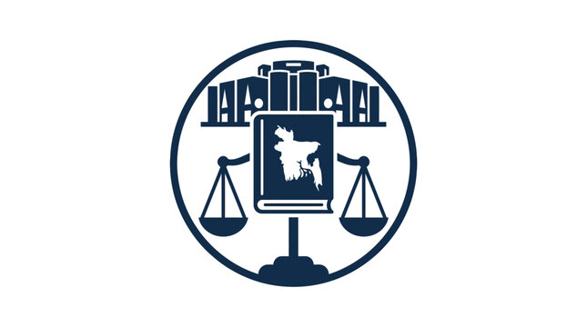 Bangladesh Law and Justice Symbol: Scales of Justice, Book, and Courthouse Icon