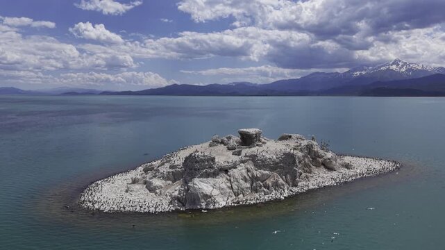 Cinematic Drone Video of Kubadabad Kiz Kalesi Island and Seljuk Ruins on Beysehir Lake in Turkey