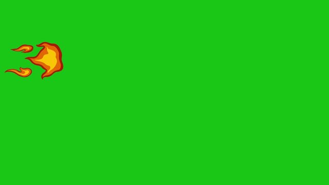 Animation video effect of sliding fire with green screen background
