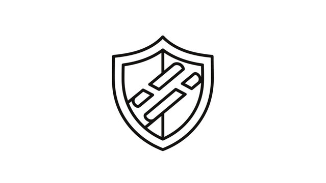 Abstract shield shape with parallel lines inside