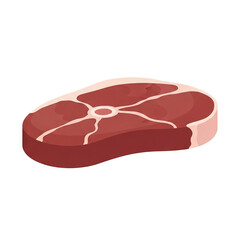 Fototapeta premium Raw beef steak isolated on white background fresh meat slice, red beef cut with fat, protein food, culinary ingredient, vector illustration, flat design style