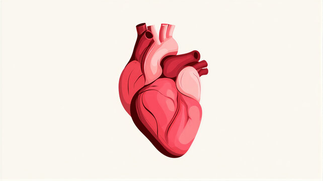 Human heart illustration. Anatomical model of cardiovascular organ for medical education and cardiology research. Vector graphic representation of anatomy for healthcare diagnostics.