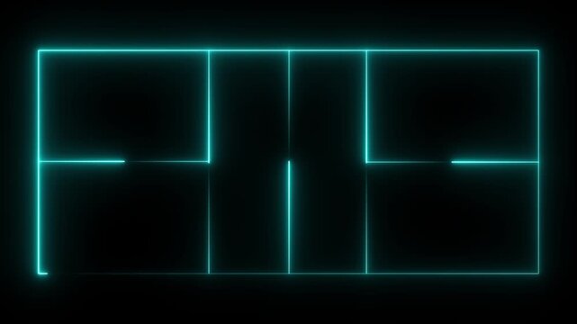 Pickleball court icon animation on black background. futuristic digital icon video. animation