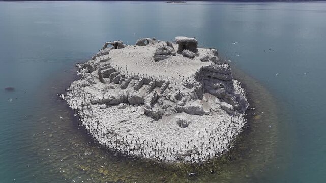 Cinematic Drone Video of Kubadabad Kiz Kalesi Island and Seljuk Ruins on Beysehir Lake in Turkey