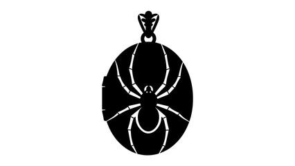 Spider Pendant Silhouette: A striking black silhouette of a spider pendant, detailed with intricate legs and body, hangs from a decorative bail. © Abu