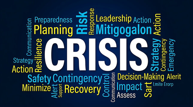 Crisis Word Cloud Design &ndash; Risk Management, Emergency Response and Business Resilience Concept