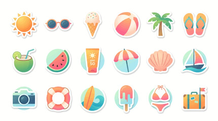 Obraz premium Summer icons beach vacation