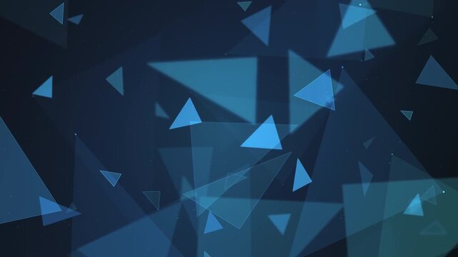 Floating Blue Triangles Technology Background Looping Digital Space For Presentation Backdrop