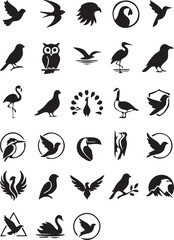 Fototapeta premium Collection of various bird silhouettes