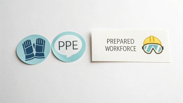 Safety Equipment Icons for Workplace Preparedness Featuring PPE and Workforce Readiness Graphics for Enhanced Visual Communication