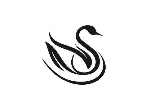swan S letter logo elegan luxury monogram black