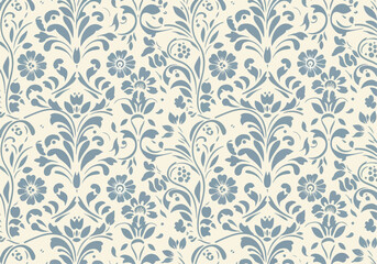 Fototapeta premium Vintage Floral Luxury Damask Ornament Seamless Vector Wallpaper Design