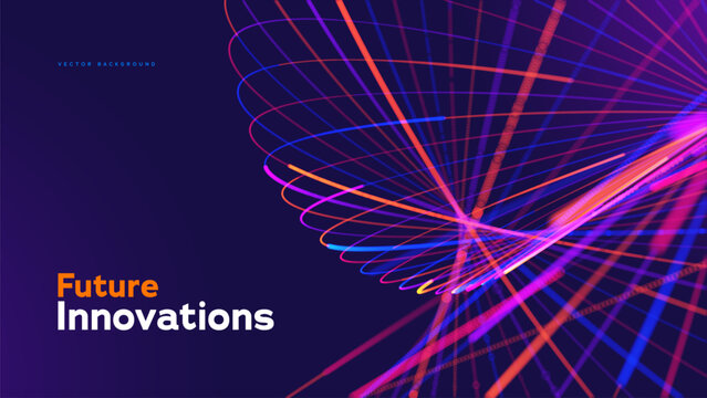 Future Innovation Technology Digital Network Motion Forms A Dynamic Visual Background For Startup Branding, Product Launches, Conference Media, And Corporate Presentation Design. Vector Illustration..