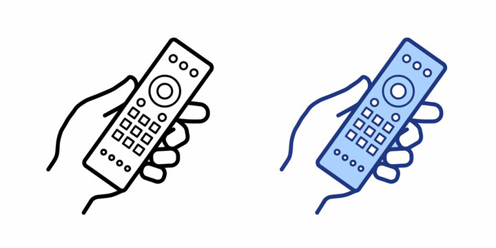 Hand holding television remote controls