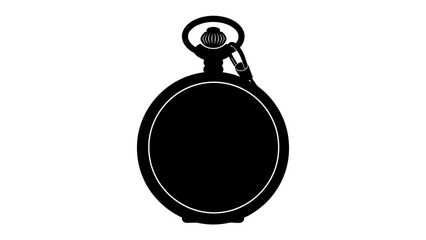 Silhouette of a Pocket Watch: A stark black silhouette of an antique pocket watch, with its characteristic chain and cover, stands out against a clean backdrop, symbolizing time and heritage. © Abu