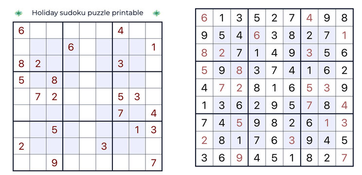 Holiday sudoku puzzle printable