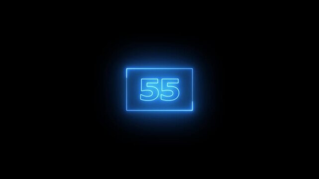 Loading icon neon light rectangle frame with 60 secounds to 0 secound coundownon black color Animation. 60 Download progress, interface red color Animation.Dynamic countdown 60s.