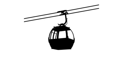 Cable Car Silhouette: A stylized silhouette of a cable car suspended from wires, symbolizing transportation and aerial views. © Abu