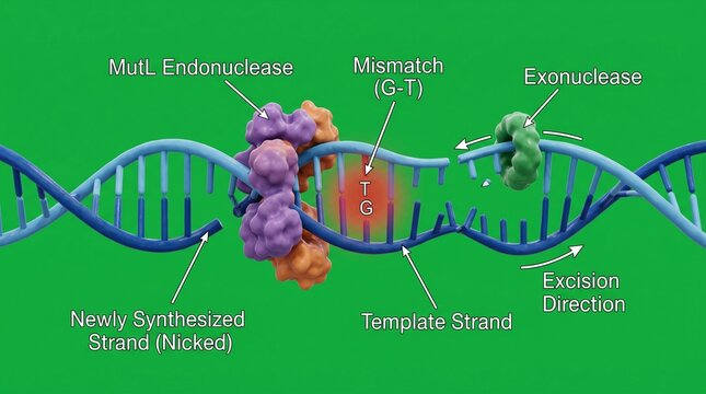 DNA replication process with molecular structures and enzymes