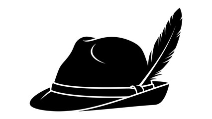 Tuscan Hat Icon: A striking black silhouette of a traditional Tuscan hat, adorned with a feather and band, presented against a clean white background, symbolizing heritage and style. © Abu