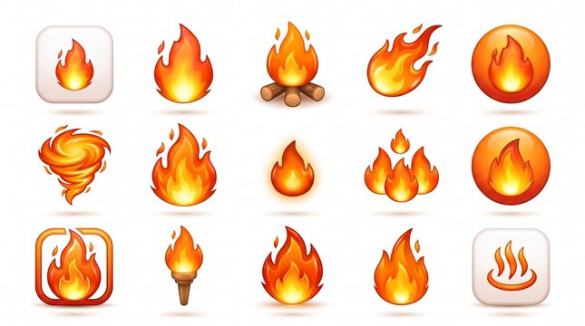 vector set of fire flames