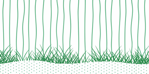 Grass And Foliage Pattern With Dotted Ground Vector Illustration © Juna