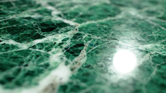 Abstract organic pistachio green marble surface featuring subtle light reflections and artistic stone patterns