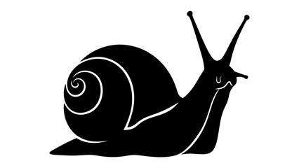 Silhouette of a Snail: A stark black silhouette of a snail with a coiled shell and prominent antennae, symbolizing slow and steady progress. © Abu