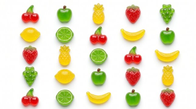 cherry apple pineapple strawberry grape lemon lime banana sweet treats edible colorful gems jelly sugar dessert snack food delicious yum tasty fun color healthy good eating mouth