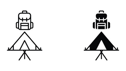 Vector camping icons with tent and backpack illustration © svgcom11