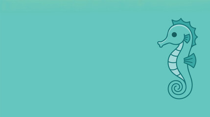 Minimal seahorse flat vector illustration with elegant marine animal on turquoise background, simple ocean wildlife design with negative space for banner, poster, web, and print. © AbdulRehman