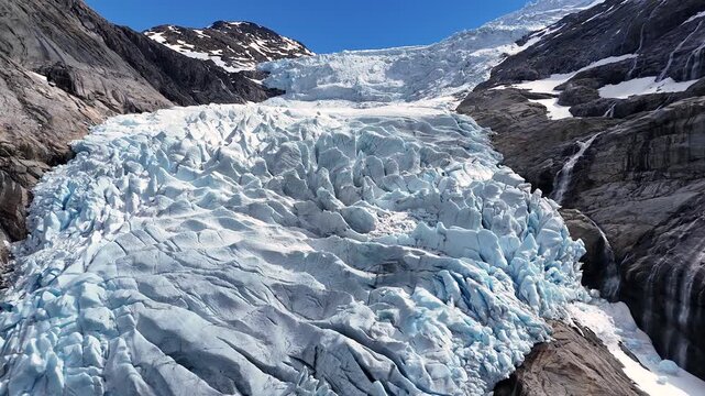 Close View of Briksdal Glacier Ice