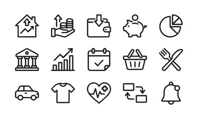 Fototapeta premium Finance and business icons for banking investment and personal budget.